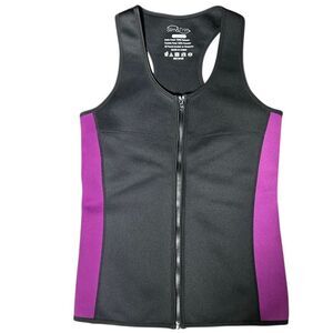 Slim & Trim black and purple neoprene waist trainer vest Size Large